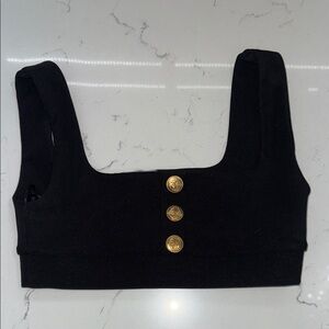 Zara Black Crop Top with Gold Accents